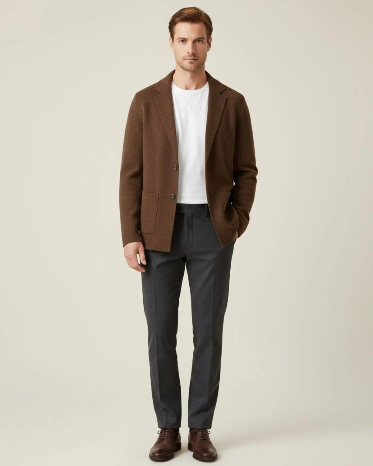 Men's Knitted Cardigan – Wool and Cashmere Blend Jacket