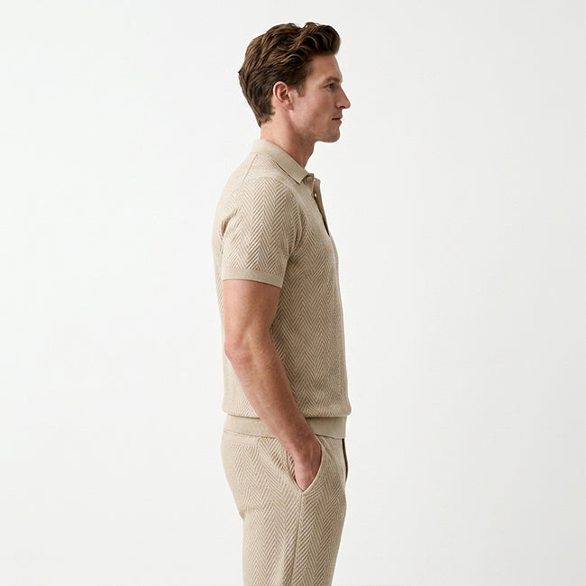 Men's Knit Summer Short Sleeve Polo Shirt