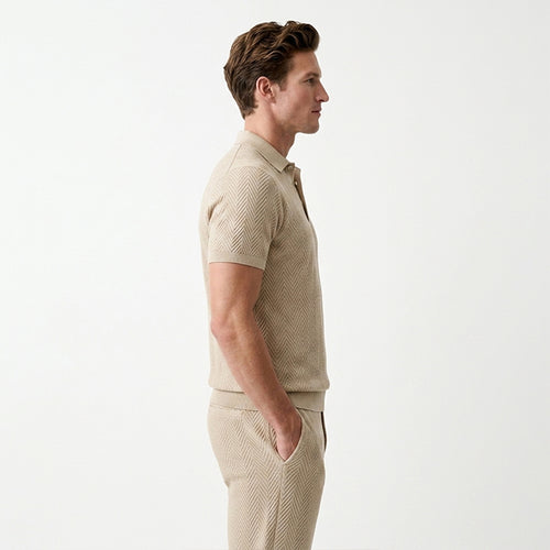 Men's Knit Summer Short Sleeve Polo Shirt