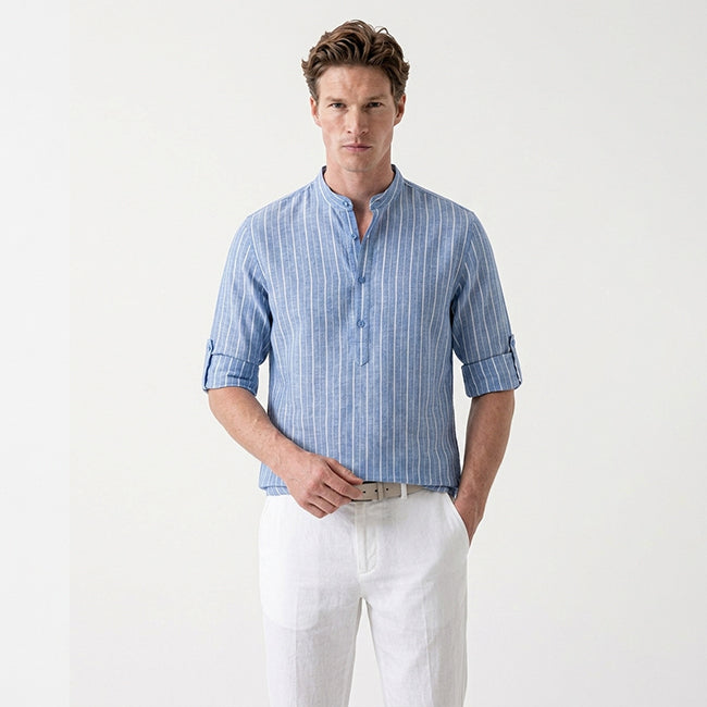 Men's Striped Henley Shirt