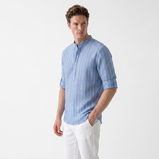Men's Striped Henley Shirt