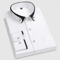 Men's Button-Down Dress Shirt – Long Sleeve Formal Shirt with Contrast Collar