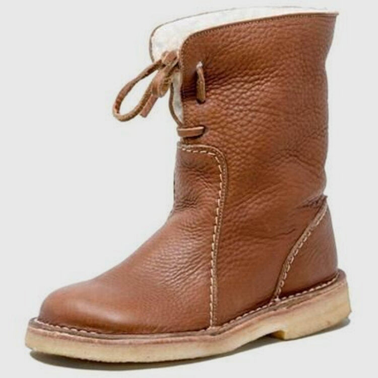Close view of the shearling style lining inside the ankle boot