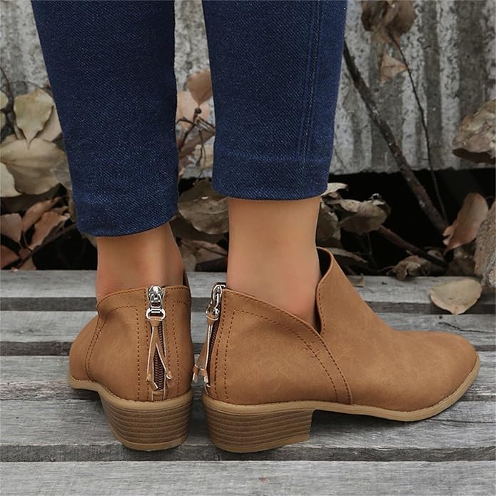 Women's Cut Out Ankle Boots – Suede Look Back Zip Boots