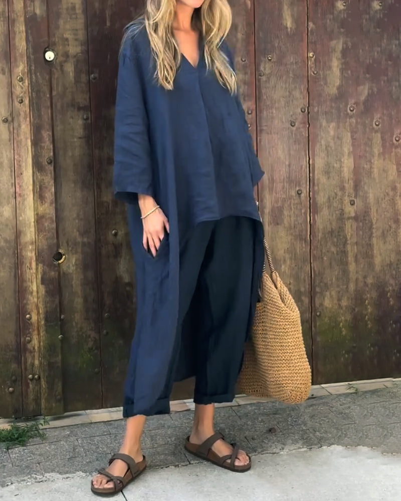 Women's Co-ord Set in navy blue, view 2
