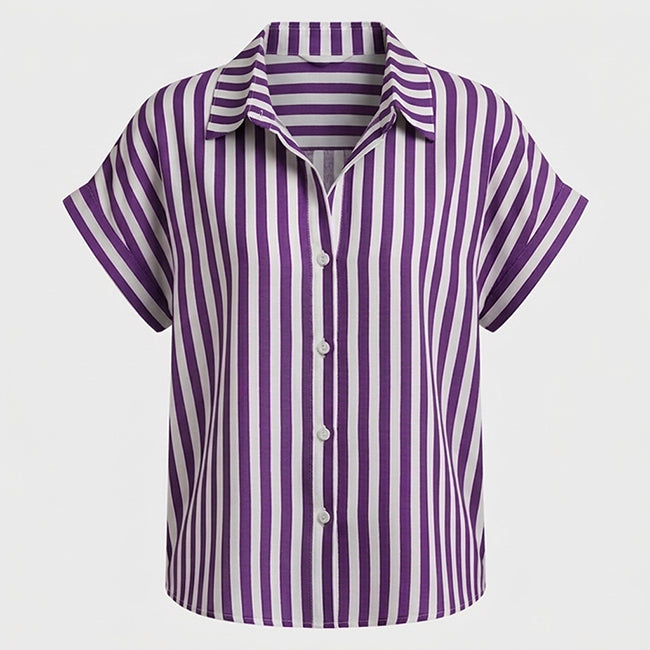 Women's Short Sleeve Striped Tops