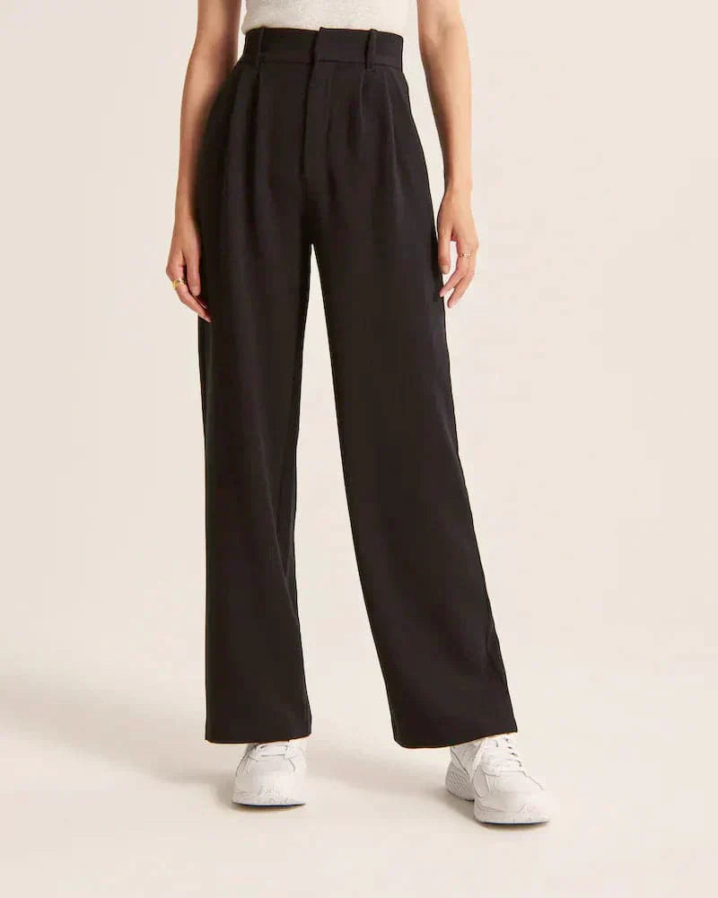 Women's Wide Leg Trousers in black, view 2