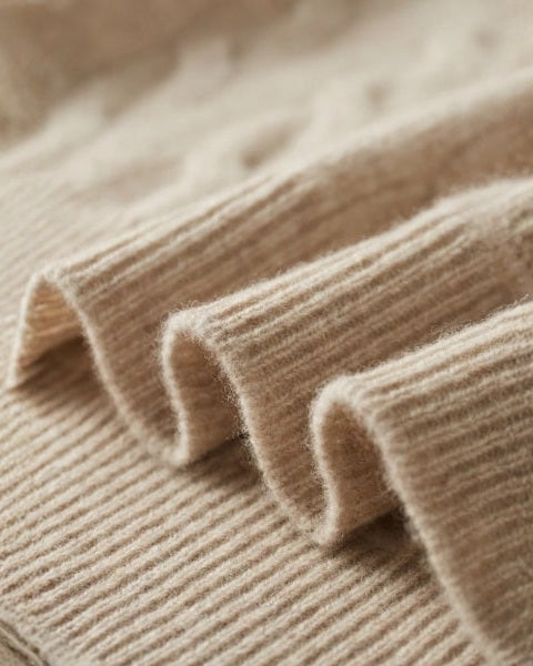 Men's Cable Knit Zip Jumper – Merino Blend Ribbed Collar