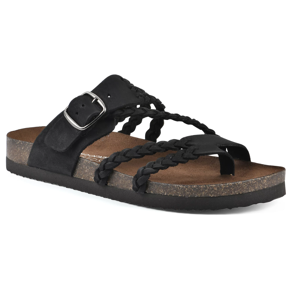 Braided strap cork sandals in a second colourway, pair view