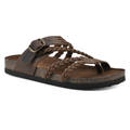 Braided strap sandals with toe loop, front view