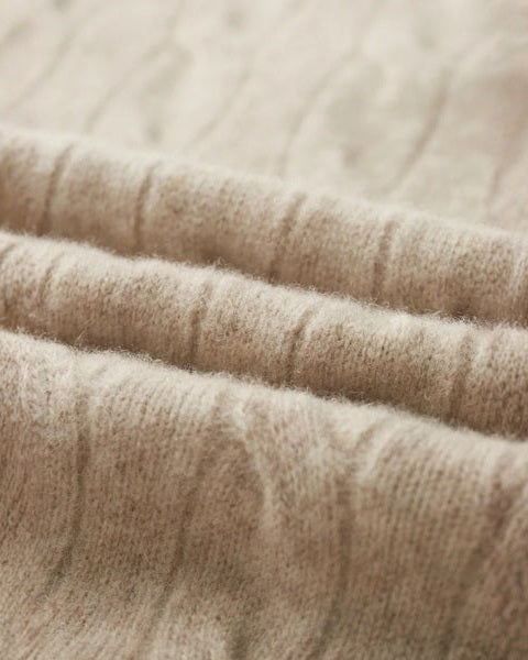Men's Cable Knit Zip Jumper – Merino Blend Ribbed Collar