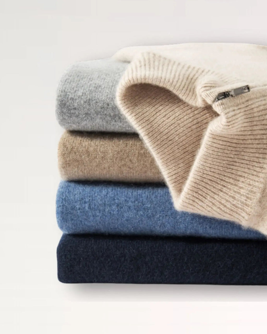Men's Zip Neck Jumper – Cashmere Blend Soft Knit Sweater
