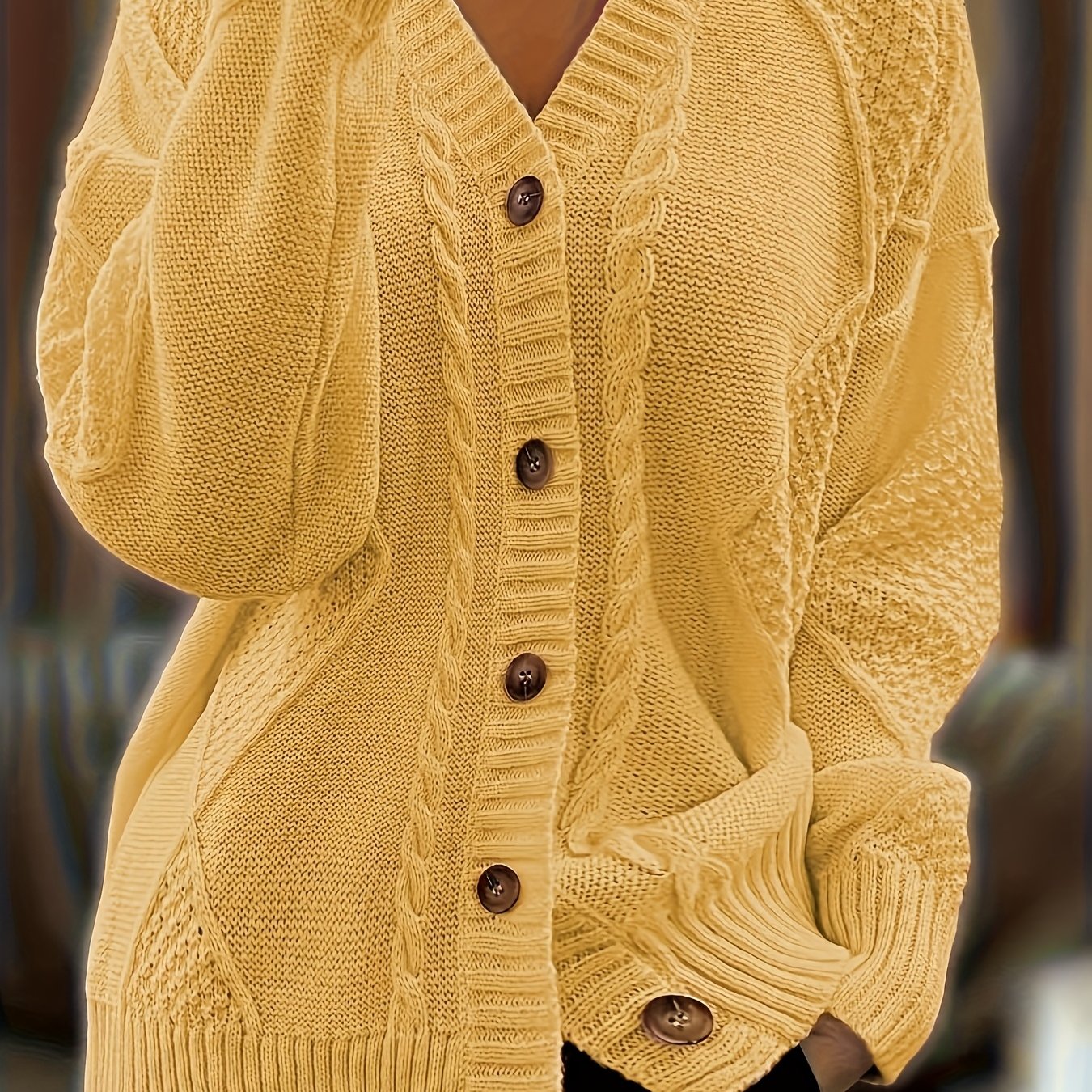 Wisteria | Women's Textured Cable Knit Button-Front Cardigan