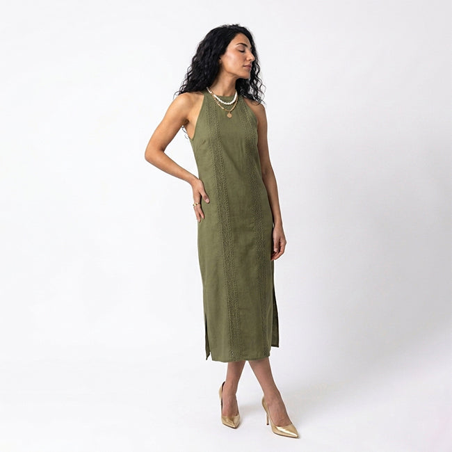 Women's Lace Patchwork Midi Dress