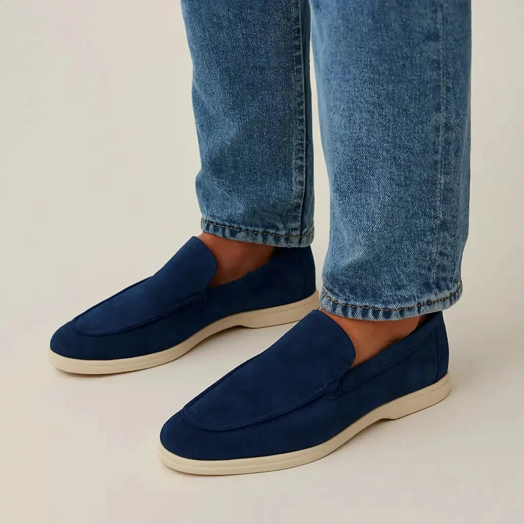 Men's Suede Loafers – Caprice Slip On Shoes with Cream Sole