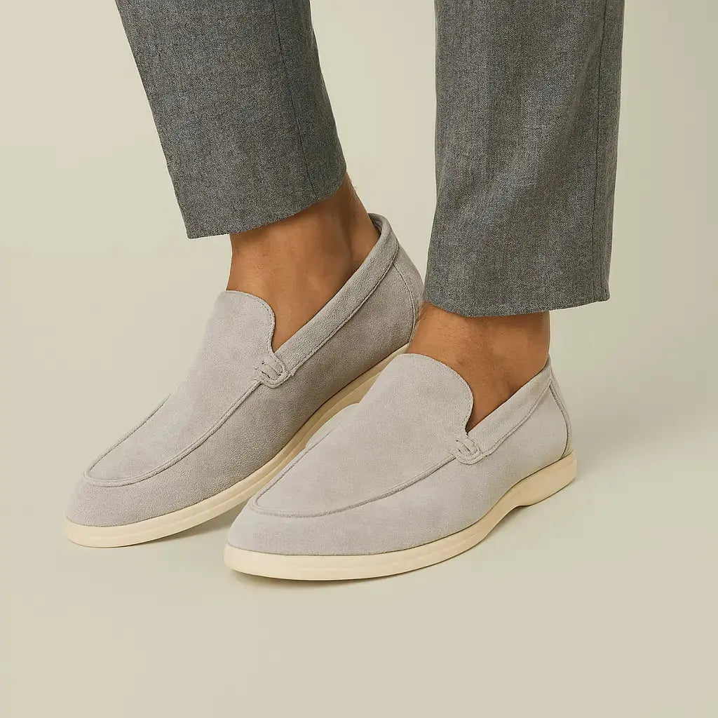 Men's Suede Loafers – Caprice Slip On Shoes with Cream Sole