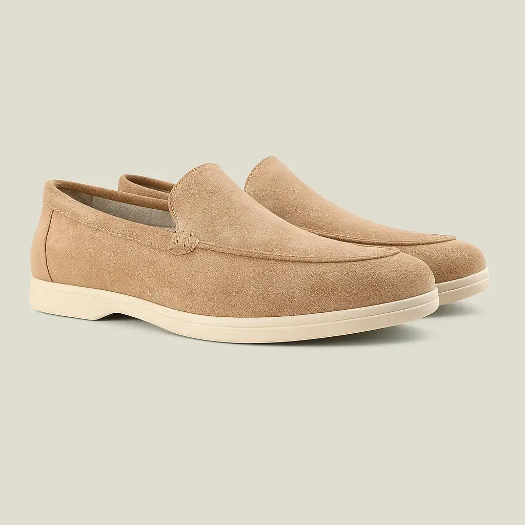 Men's Suede Loafers – Caprice Slip On Shoes with Cream Sole