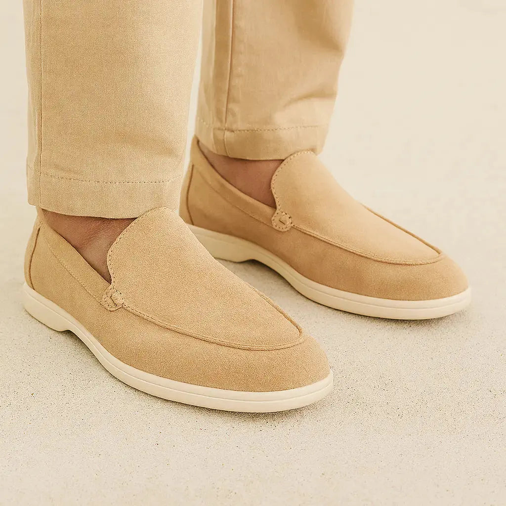Men's Suede Loafers – Caprice Slip On Shoes with Cream Sole