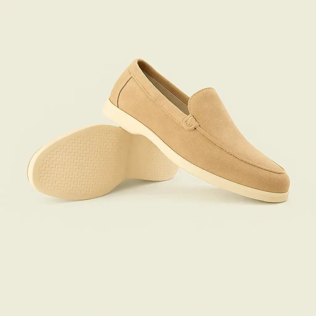Men's Suede Loafers – Caprice Slip On Shoes with Cream Sole