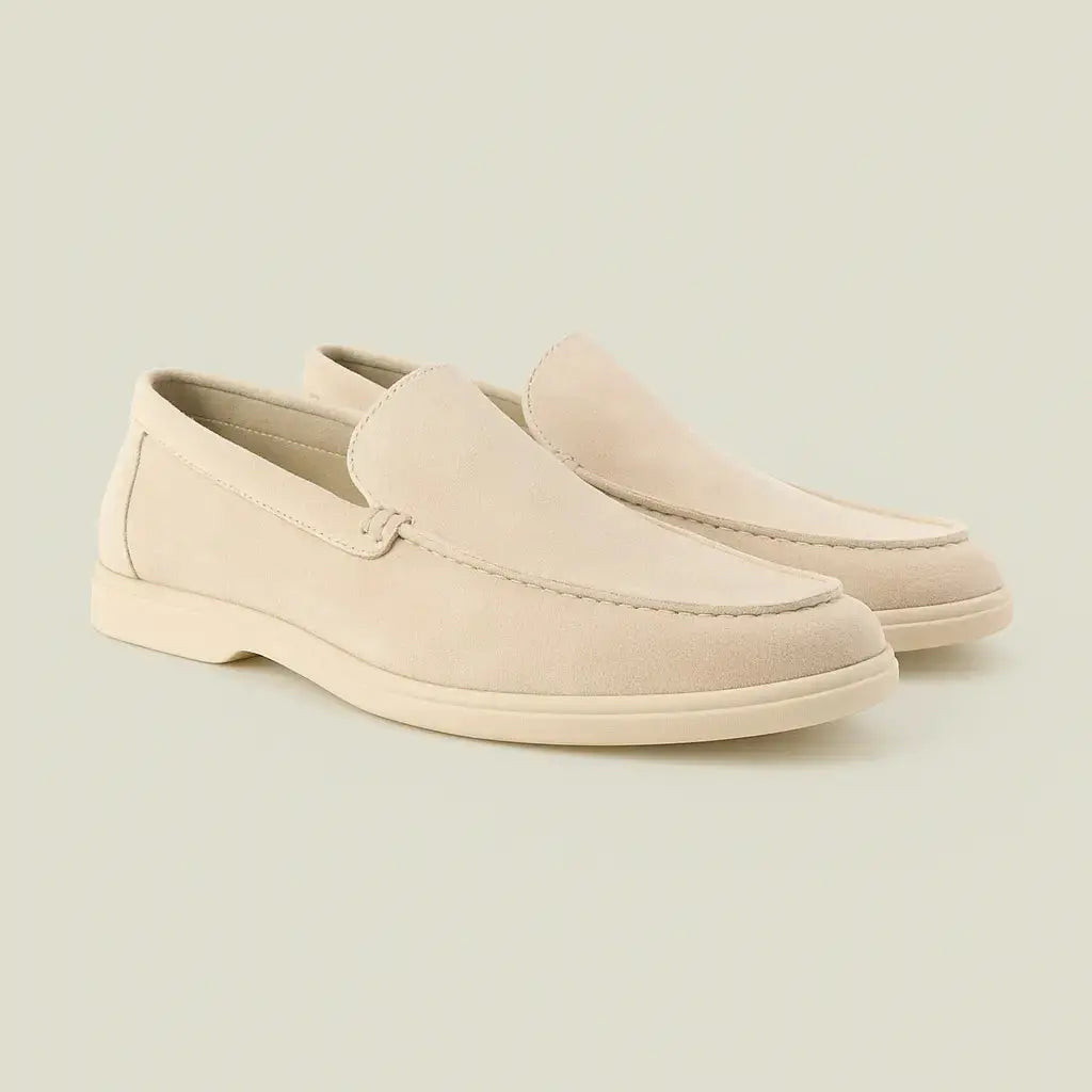 Men's Suede Loafers – Caprice Slip On Shoes with Cream Sole