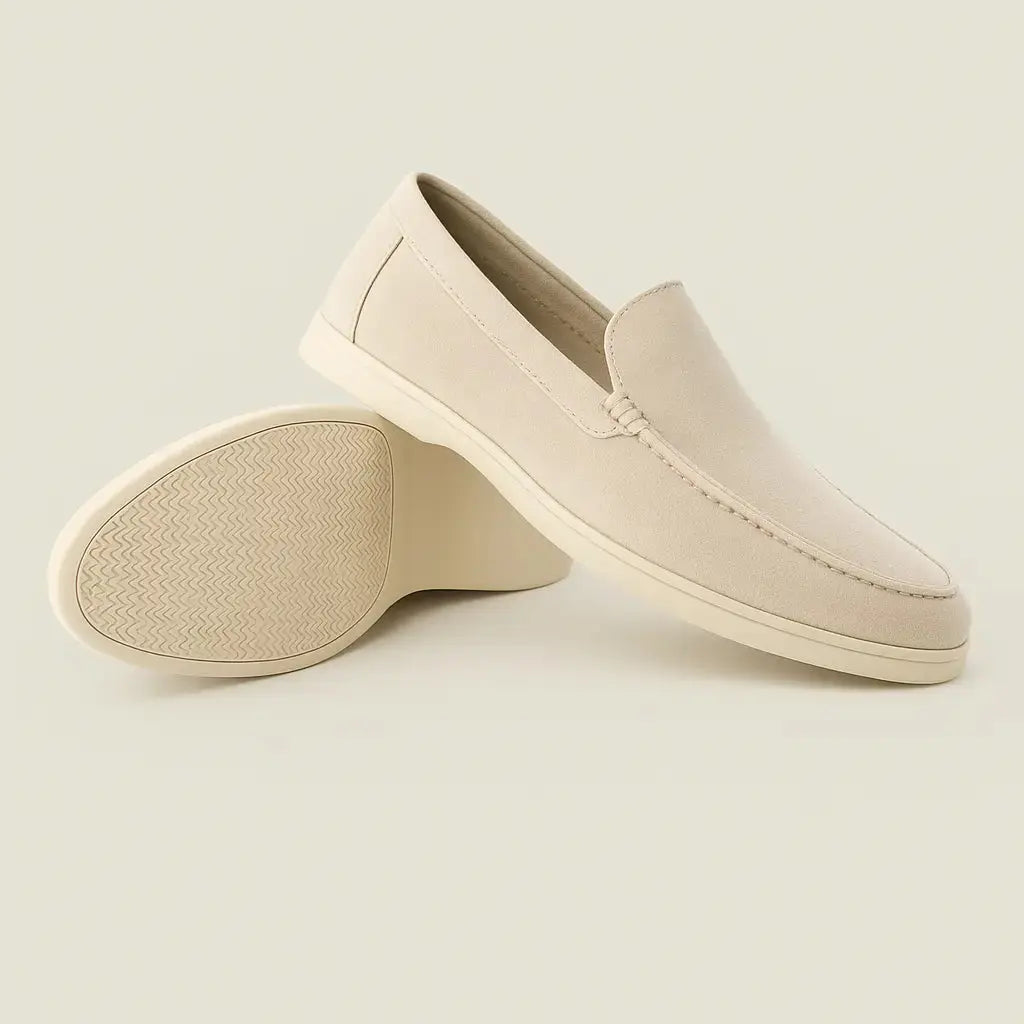 Men's Suede Loafers – Caprice Slip On Shoes with Cream Sole