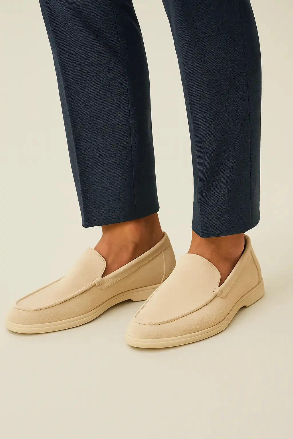 Men's Suede Loafers – Caprice Slip On Shoes with Cream Sole