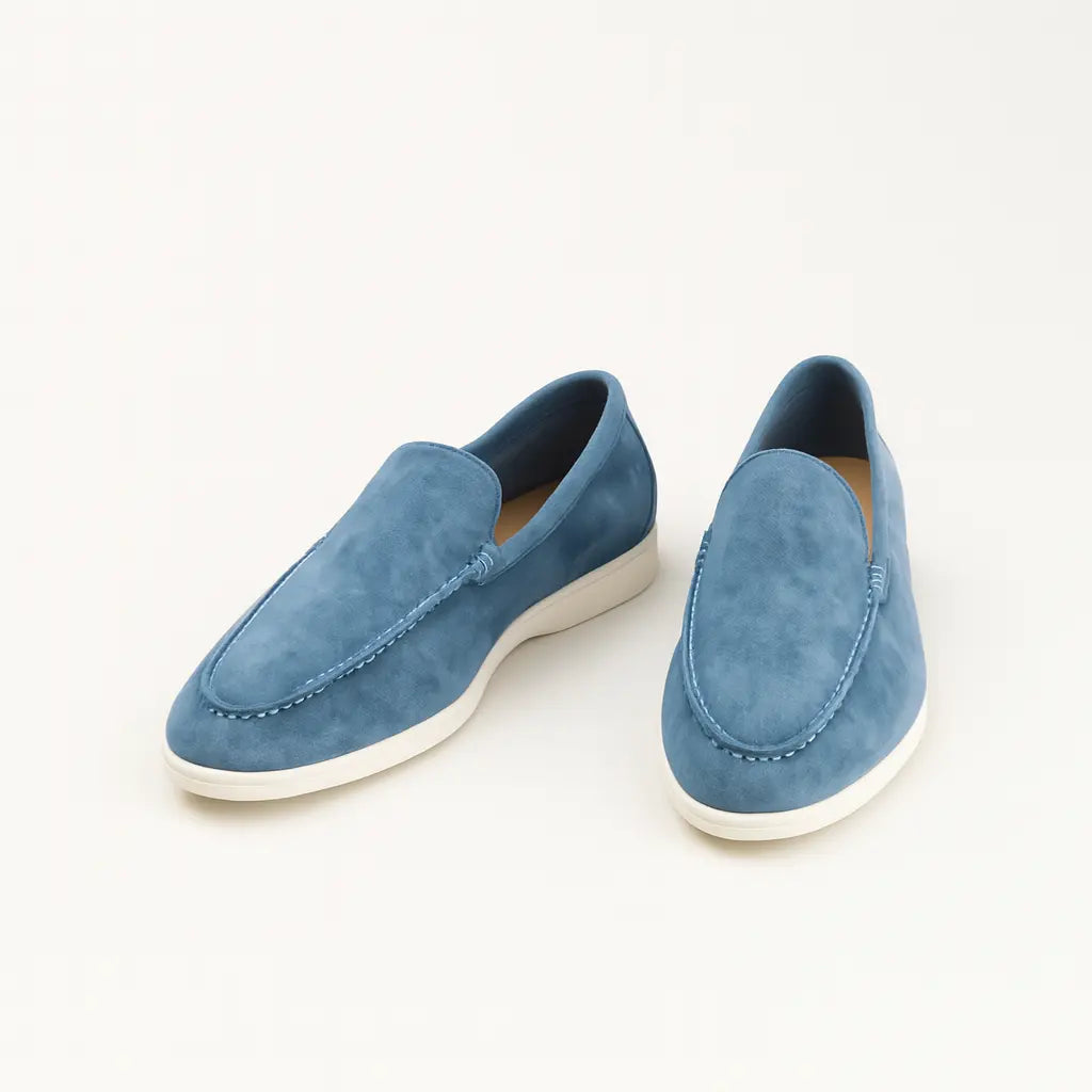 Men's Suede Slip On Loafers – White Sole Casual Shoes