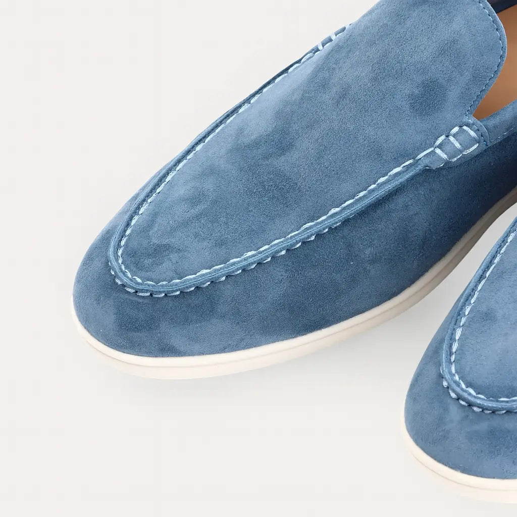 Men's Suede Slip On Loafers – White Sole Casual Shoes