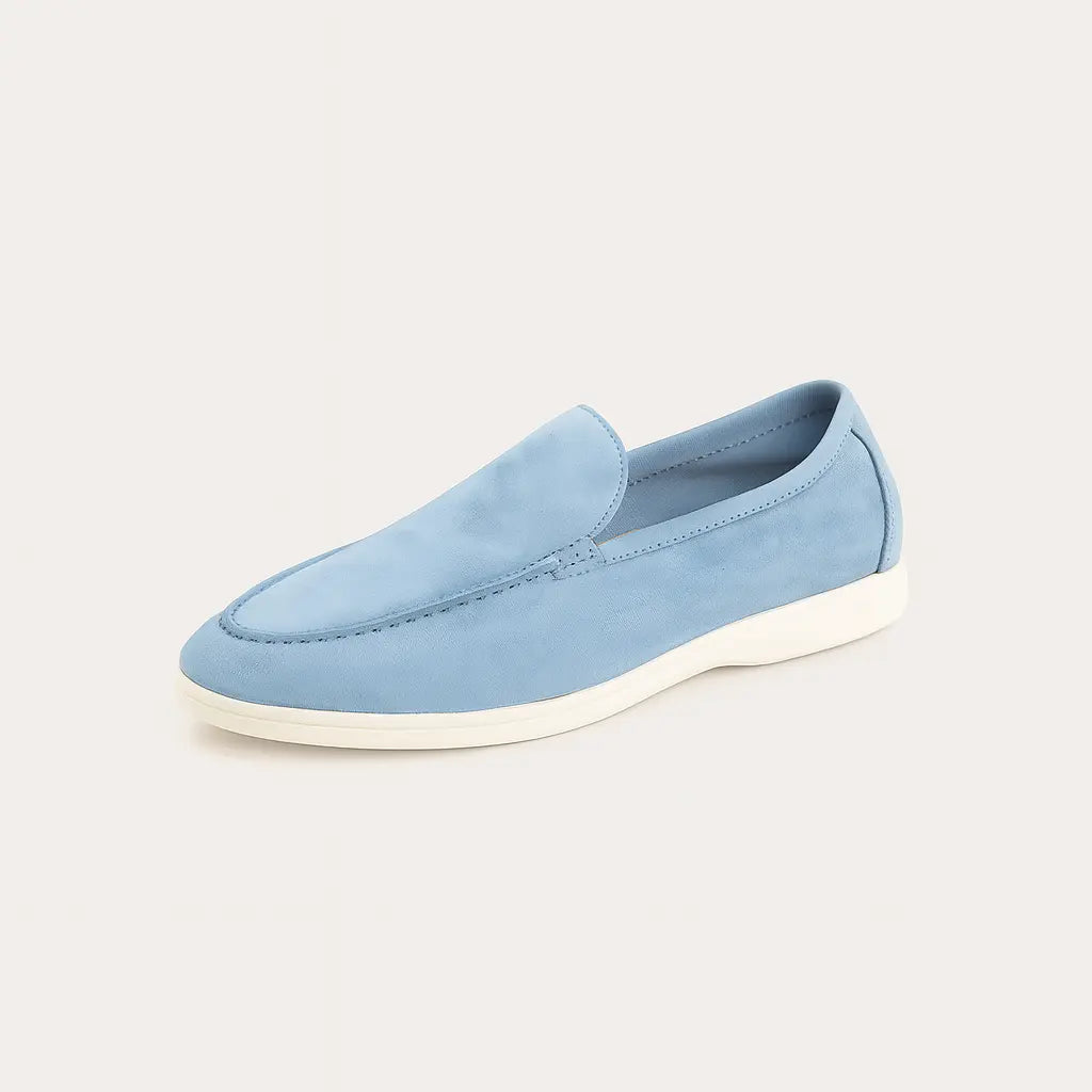 Men's Suede Slip On Loafers – White Sole Casual Shoes