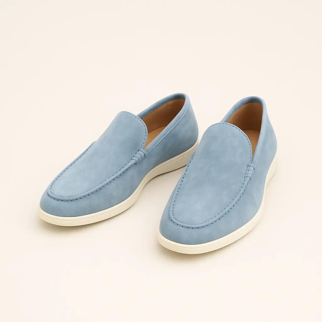 Men's Suede Slip On Loafers – White Sole Casual Shoes
