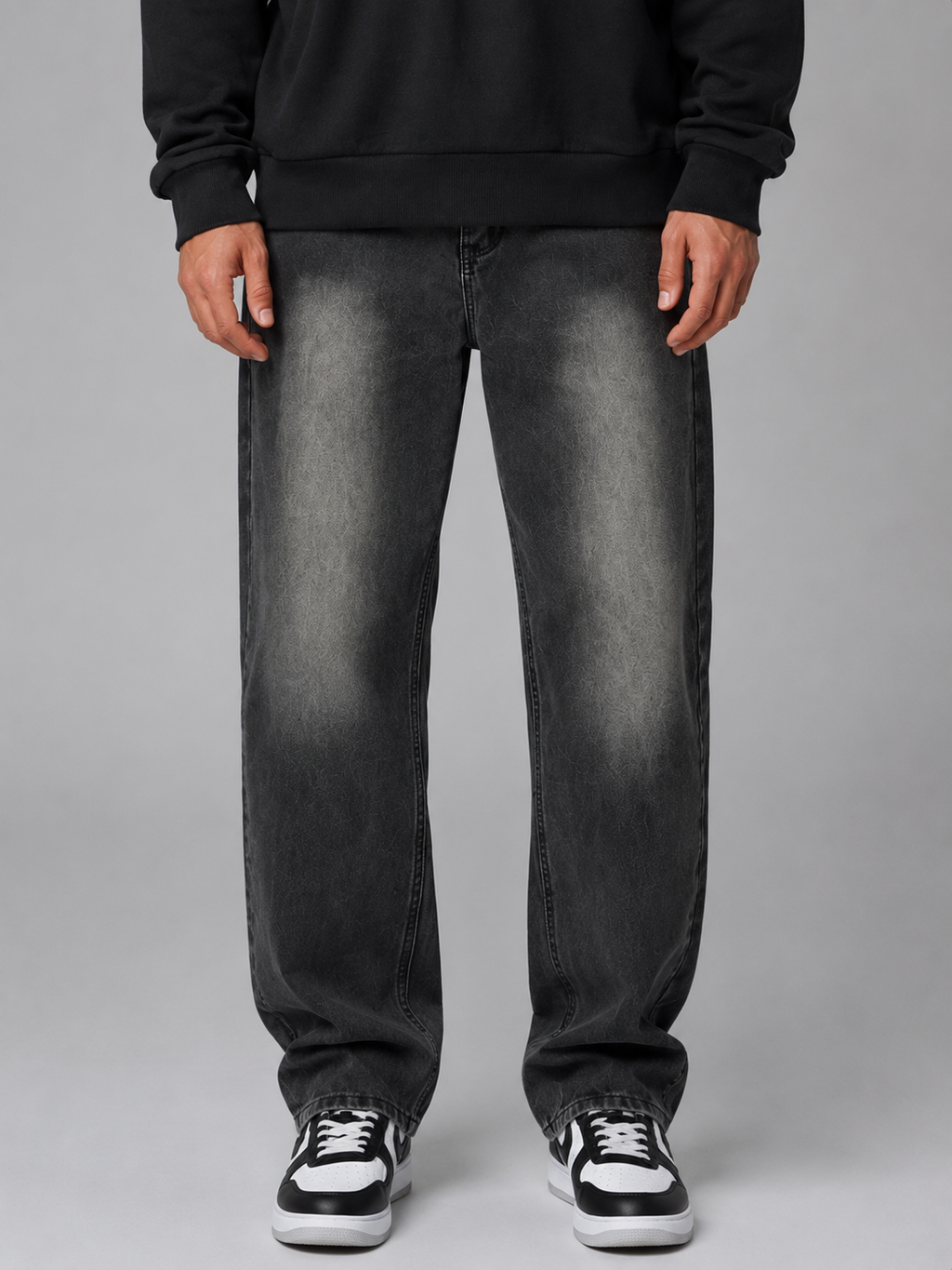 Men's Relaxed Fit Straight Leg Jeans – Vintage Washed Denim Trousers