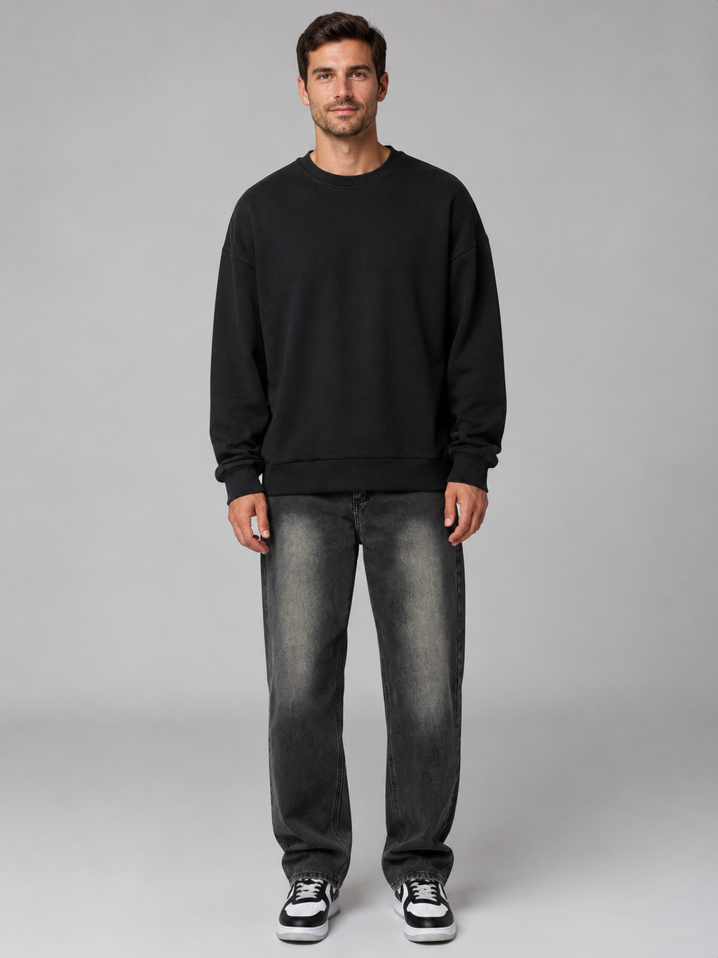Men's Relaxed Fit Straight Leg Jeans – Vintage Washed Denim Trousers