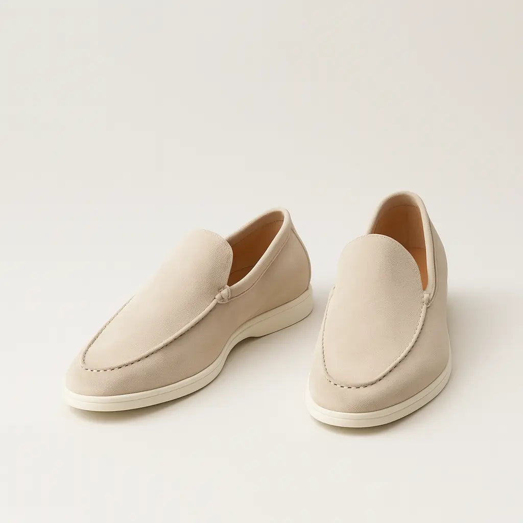 Men's Suede Slip On Loafers – White Sole Casual Shoes
