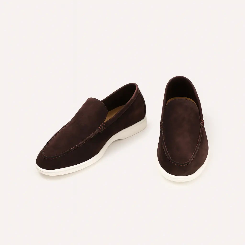 Men's Suede Slip On Loafers – White Sole Casual Shoes
