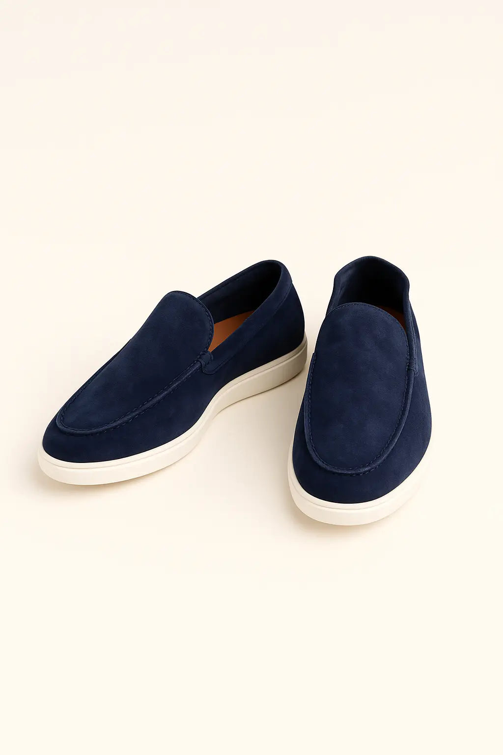 Men's Suede Slip On Loafers – White Sole Casual Shoes