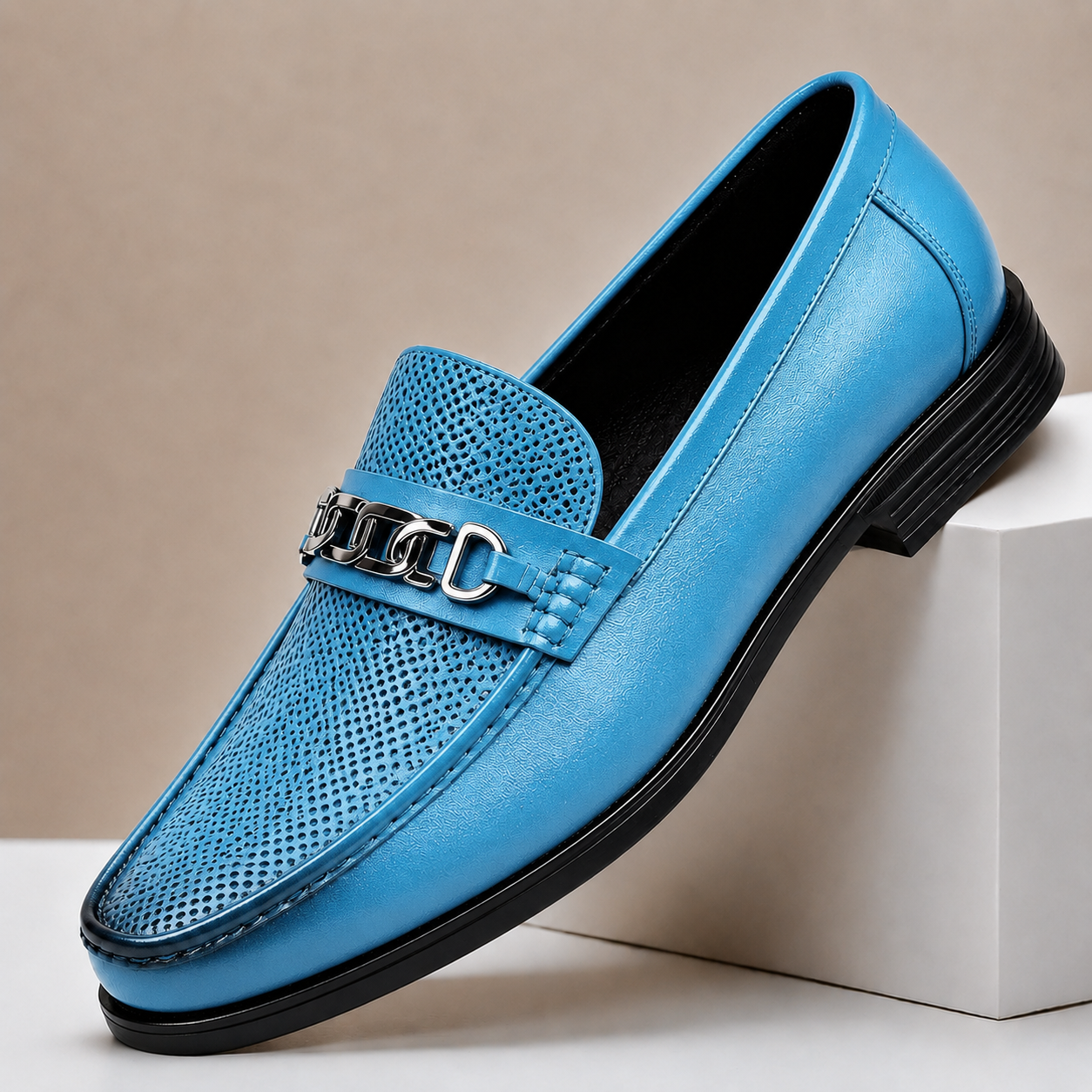 Men's Perforated Loafers – Bit Trim Slip On Shoes