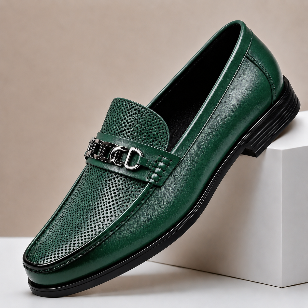 Men's Perforated Loafers – Bit Trim Slip On Shoes