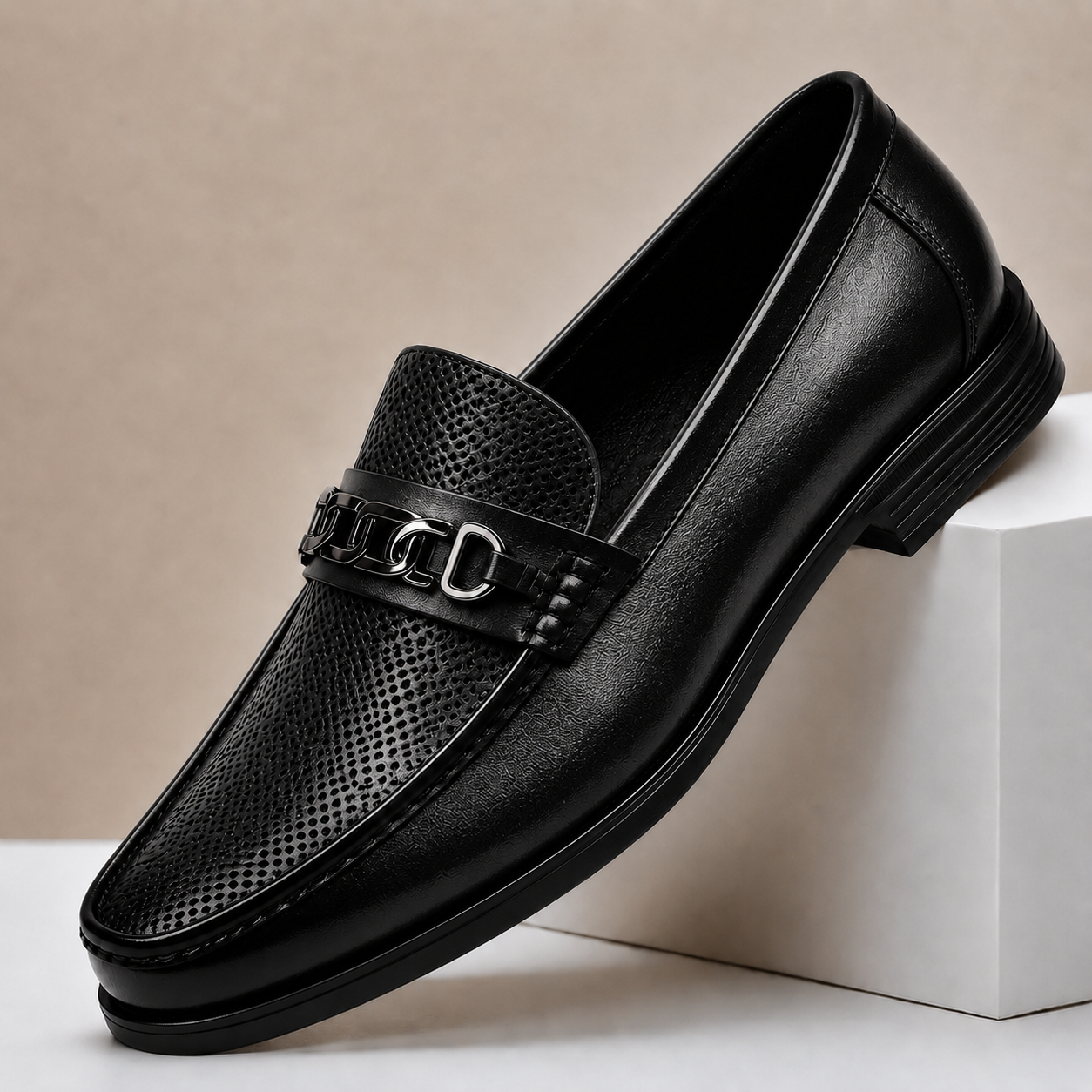 Men's Perforated Loafers – Bit Trim Slip On Shoes