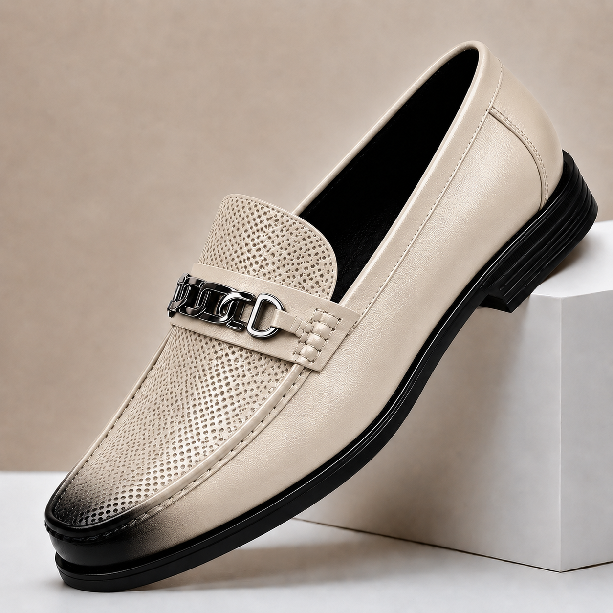 Men's Perforated Loafers – Bit Trim Slip On Shoes