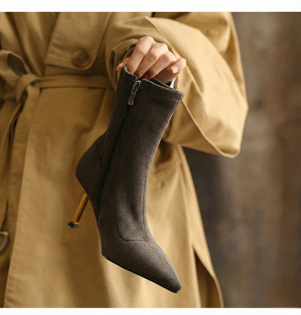 Women's Suede Ankle Boots – Jade Pointed Toe with Stiletto Heel