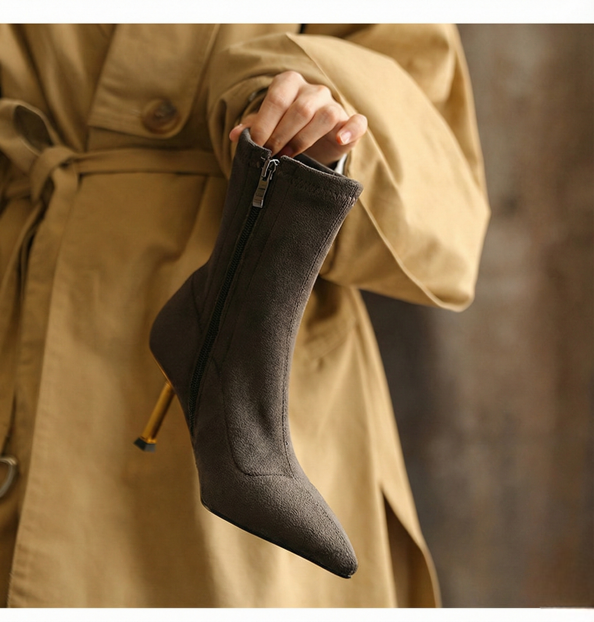 Women's Suede Ankle Boots – Jade Pointed Toe with Stiletto Heel