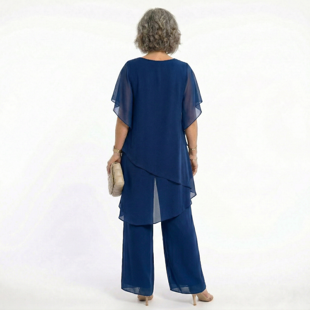 Chiffon two piece set in a second colourway, front view