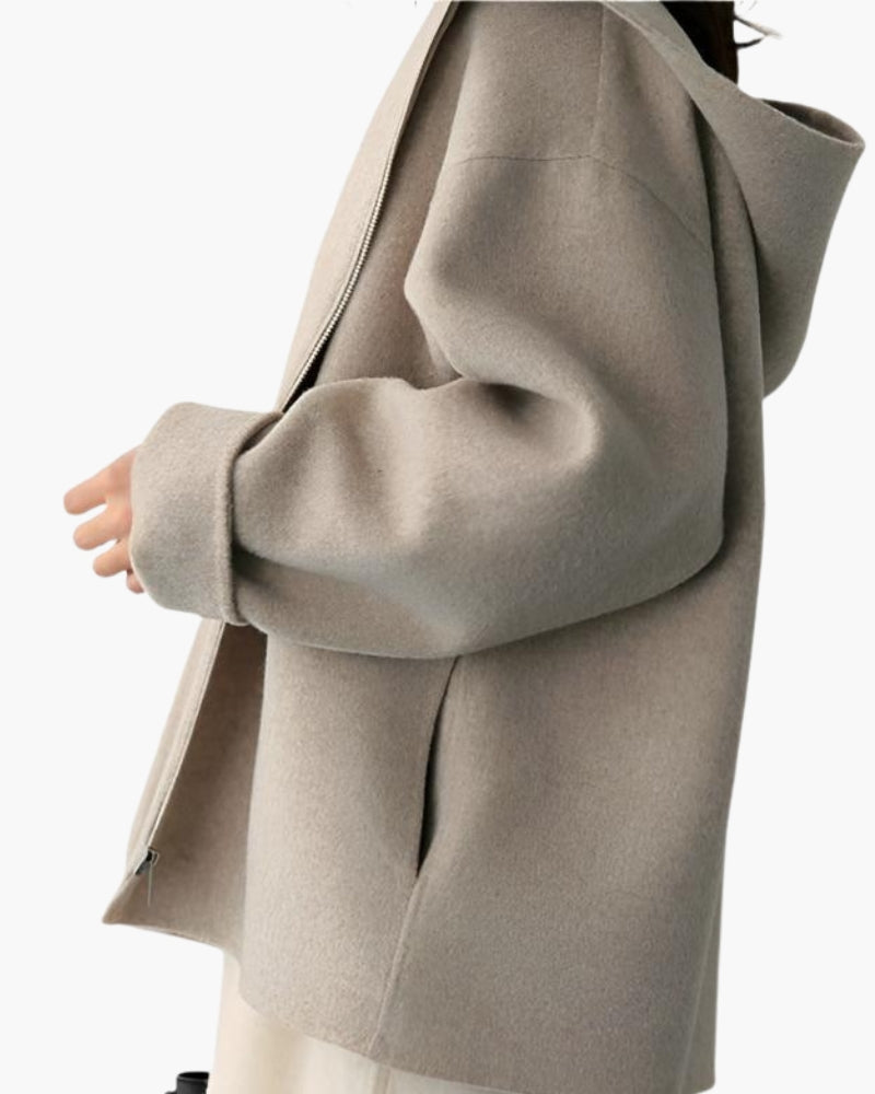 Women's Hooded Jacket – Marlow Oatmeal Zip Up Boxy Jacket