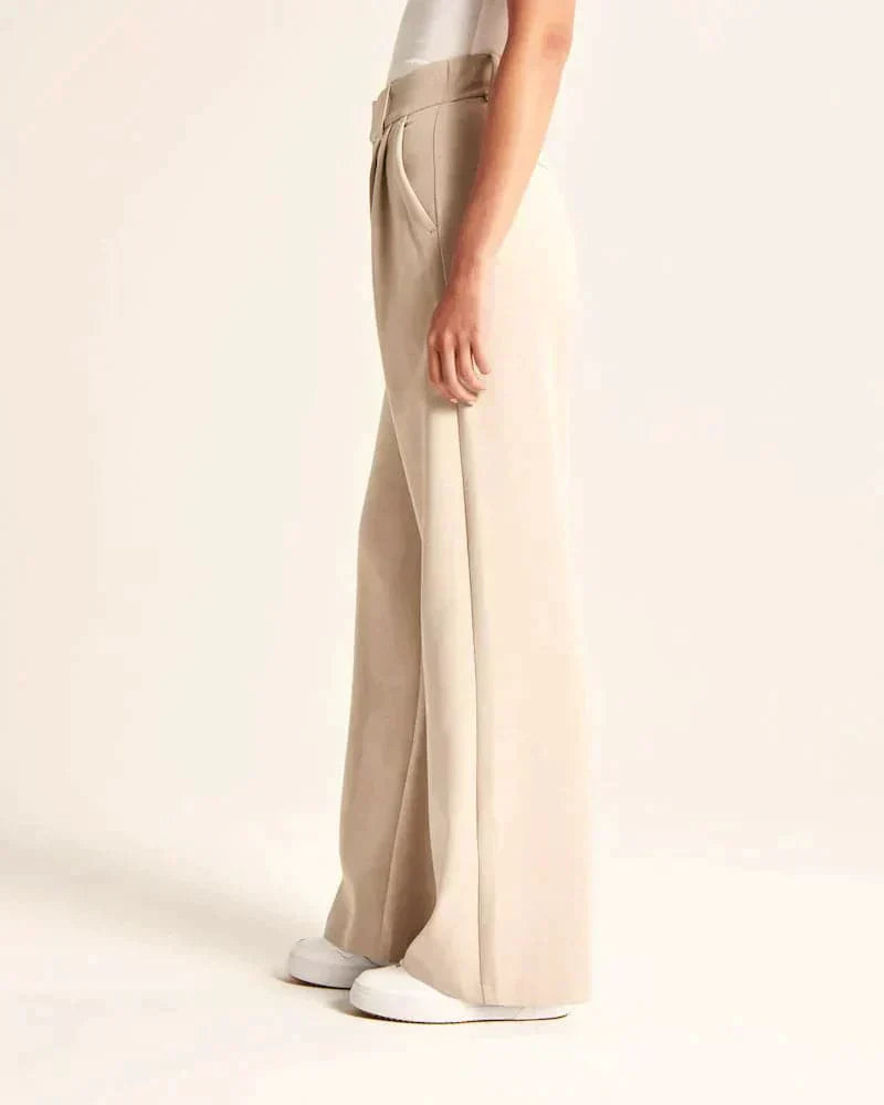 Women's Wide Leg Trousers in beige, view 4
