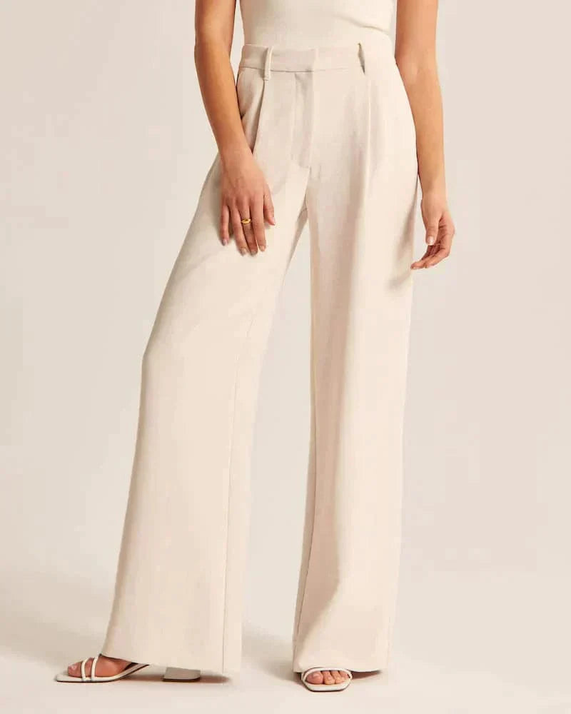 Women's Wide Leg Trousers in beige, view 3