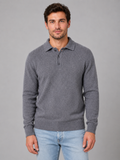 Men's Polo Knit Jumper – Button Long Sleeve Sweater