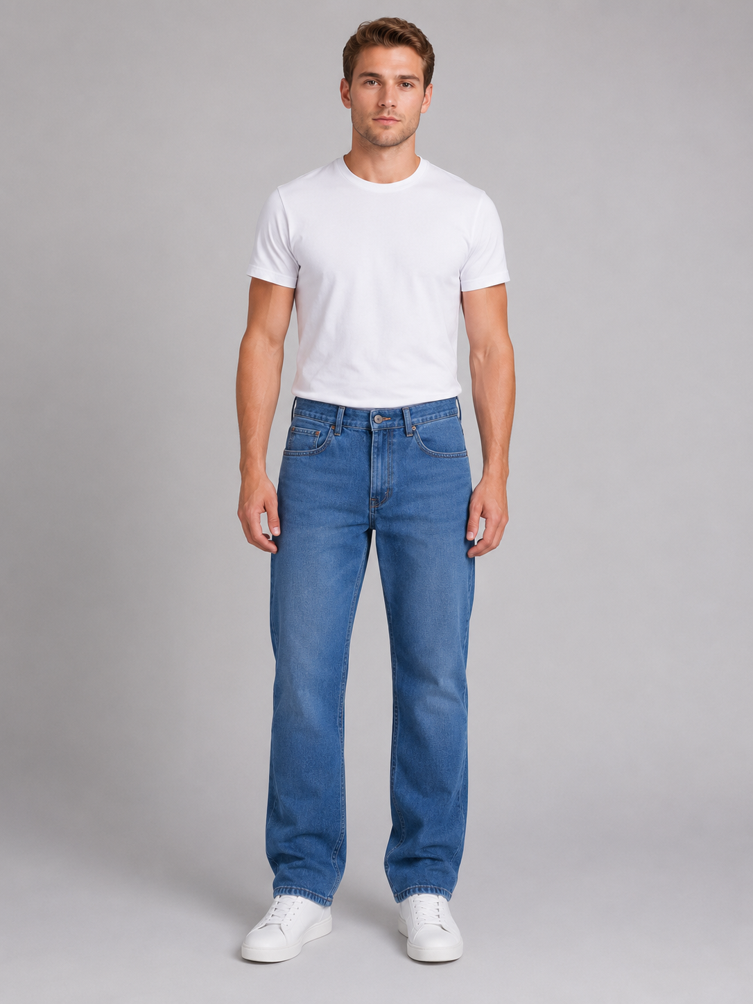 Men's Straight Leg Jeans – Classic Regular Fit Denim Trousers