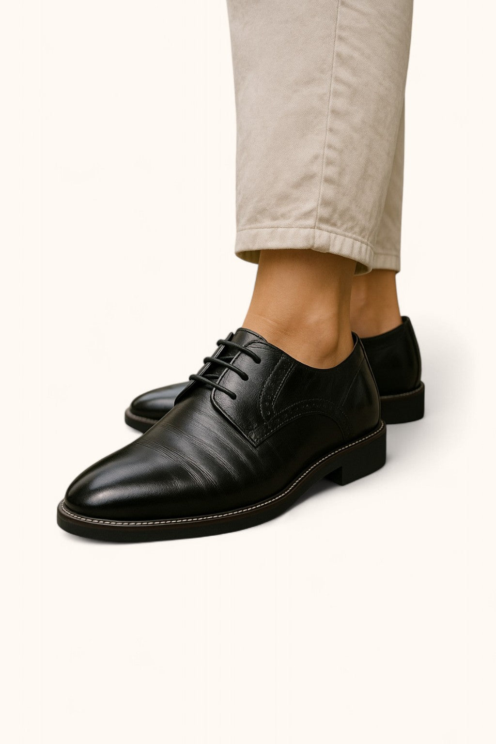 Men's Cap Toe Derby Shoes – Leather Look Brogue Trim Lace Ups