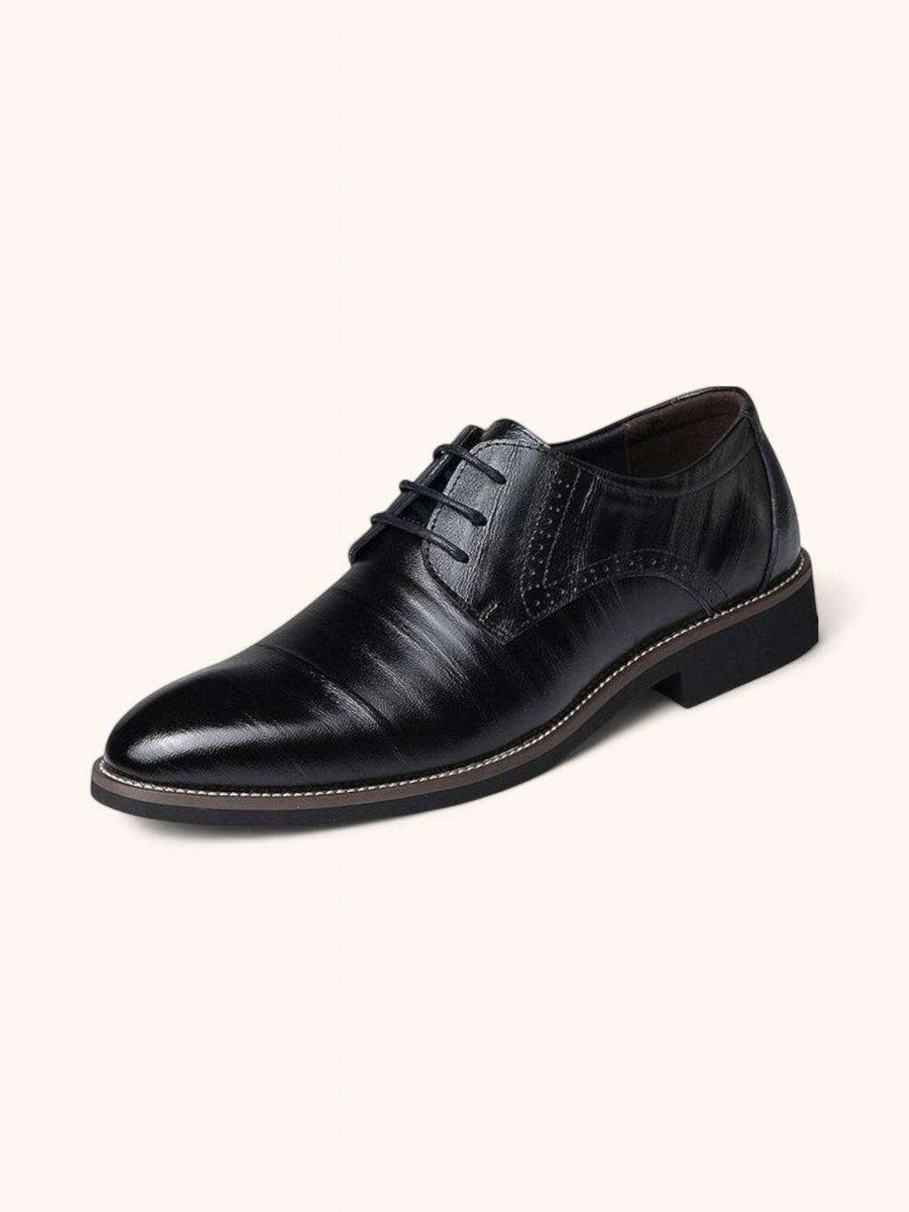 Men's Cap Toe Derby Shoes – Leather Look Brogue Trim Lace Ups