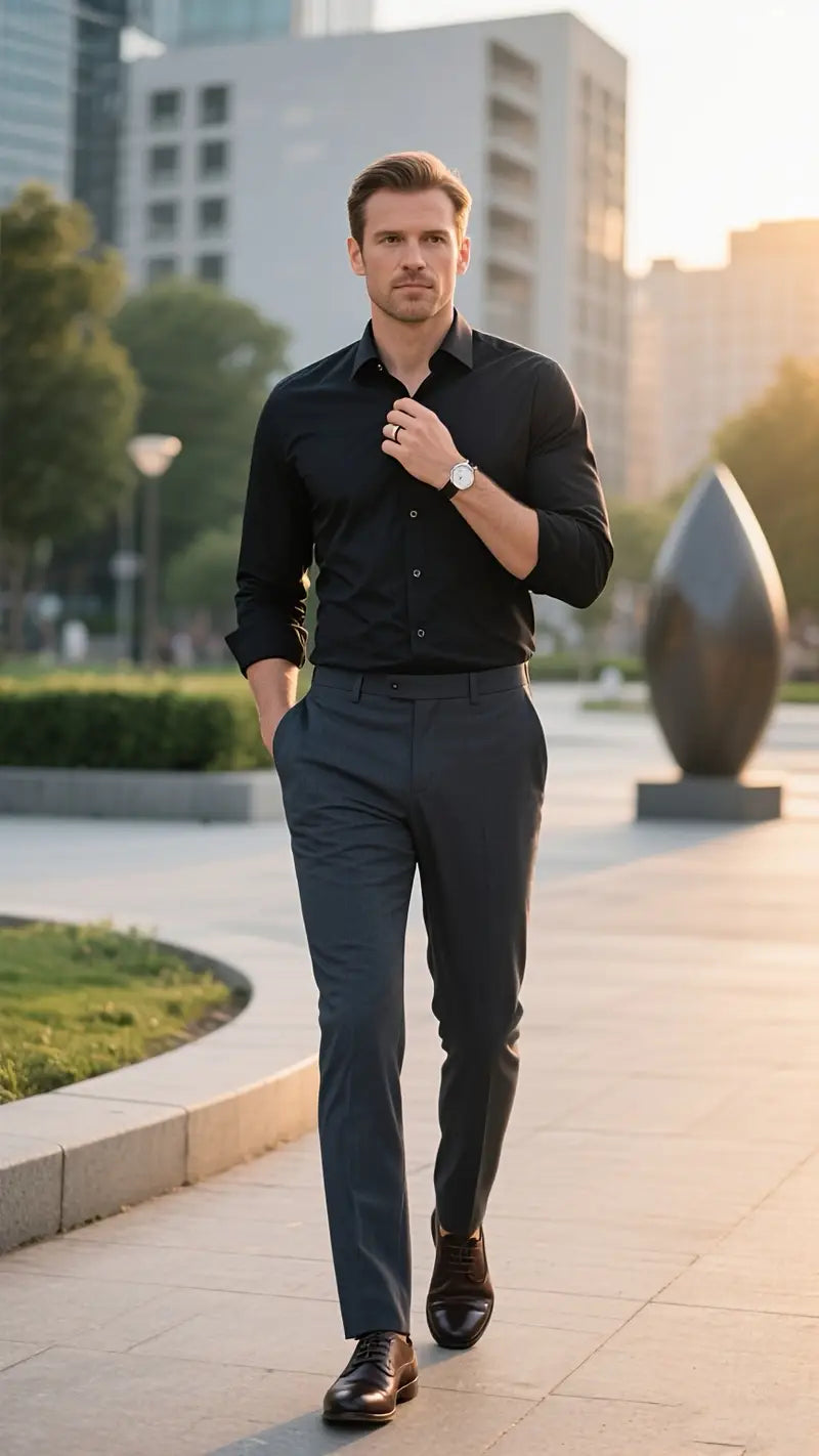 Men's Slim Fit Formal Shirt – Long Sleeve Tailored Dress Shirt